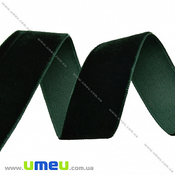 Лента бархатная, 20 мм, Зеленая темная, 1 м (LEN-035811)