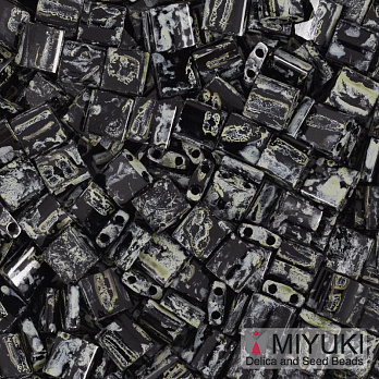 Бісер японський Miyuki TILA №4511, 5х5 мм, Чорний Пікассо (BIS-053224)