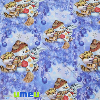 Пакувальний папір Новорічний, Синій, 70х100 см (UPK-030304)