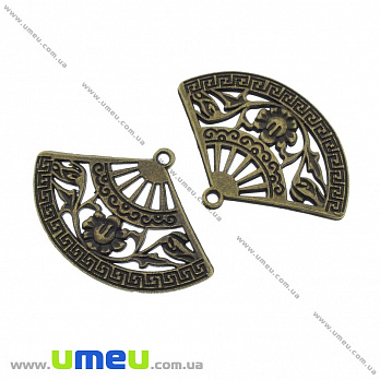 [Архів] Підвіска металева Віяло (двухстор.), Антична бронза, 36х25 мм (POD-036224)