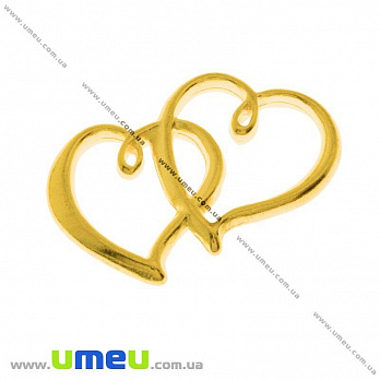 [Архів] Підвіска металева Серця, Золото, 32х20 мм (POD-000518)