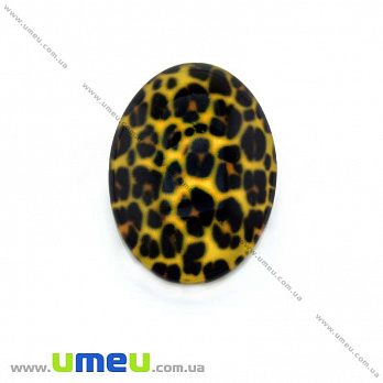 Кабошон скляний з принтом Леопардовий, 25х18 мм, Овал (KAB-013696)