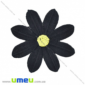 Термоаппликация Цветочек, 7 см, Черная, 1 шт (APL-020997)