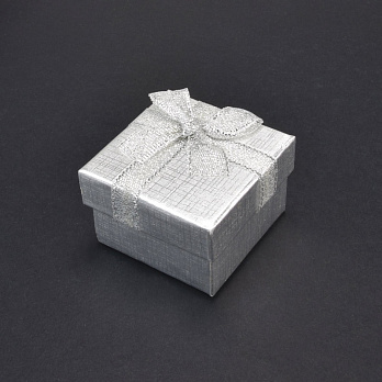 Подарункова коробочка Квадратна, 5х5х3,5 см, Срібляста (UPK-035942)