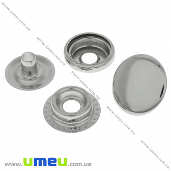 Кнопка каппа (пробивная) металлическая, Темное серебро, 15 мм, 1 шт (SEW-023990)