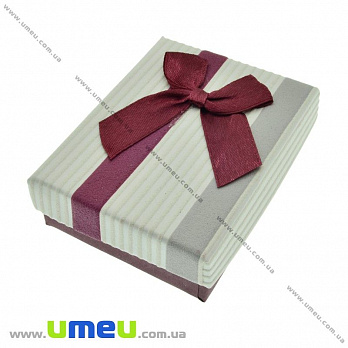 Подарочная коробочка Прямоугольная в полоску, 9х7х3 см, Бордовая, 1 шт (UPK-023149)