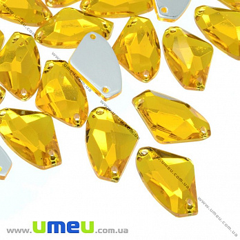 Пришивний кристал пласт. Трикутник гранований, 17х10 мм, Помаранчевий (KAB-012206)