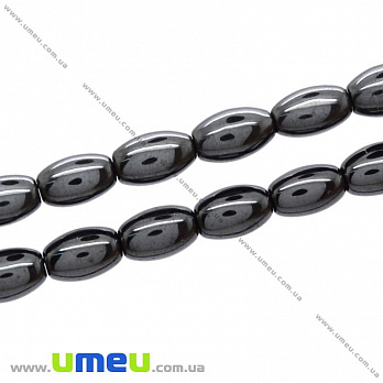 [Архів] Намистина натуральний камінь Гематит, 6х4 мм, Рис (BUS-021651)
