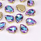 Шатон капля 14х10 мм, Золото, Сине-сиреневый (KAB-052924)
