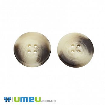 Гудзик пластиковий Круглий, 25 мм, Бежевий (PUG-046368)