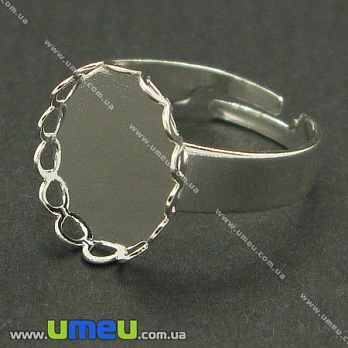 Кольцо под кабошон 14х10, Светлое серебро, 1 шт (OSN-004056)