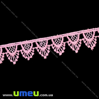 Кружево плетеное, 17 мм, Розовое, 1 м (LEN-010462)