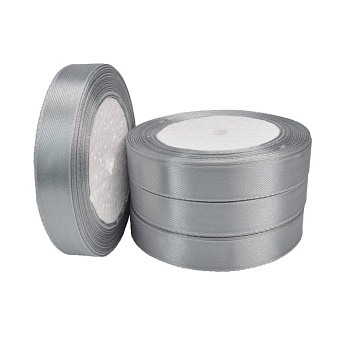 Атласна стрічка, 15 мм, Сіра (LEN-060378)