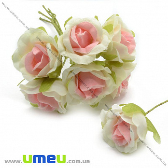 Роза тканевая, 20 мм, Персиково-белая, 1 шт (DIF-015032)