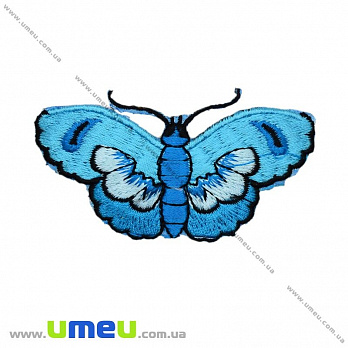 Термоаппликация Бабочка, 7,5х3,5 см, Голубая, 1 шт (APL-020954)