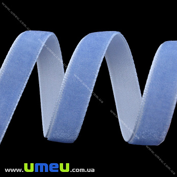 Лента бархатная, 10 мм, Синяя светлая, 1 м (LEN-035800)