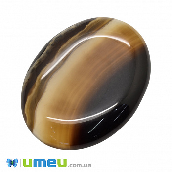 Кабошон нат. камінь Агат коричневий, Овал, 40,2 х29,8 мм (KAB-002652)