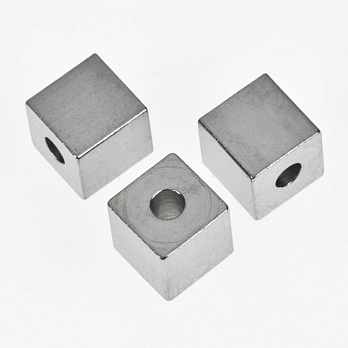 Намистини з нержавіючої сталі Куб, 6 мм, Темне срібло (STL-055613)