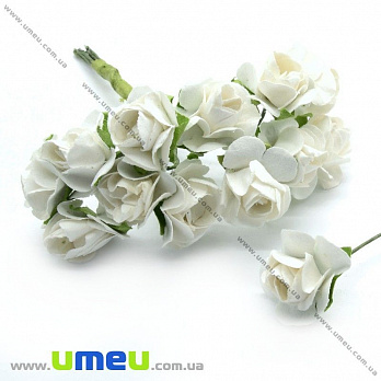 Роза бумажная, 15 мм, Белая, 1 шт (DIF-008404)