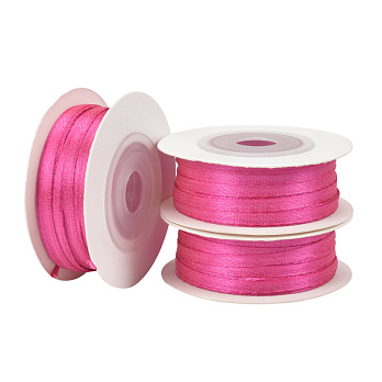 Атласная лента двухсторонняя, 3 мм, Розовая (LEN-061045)