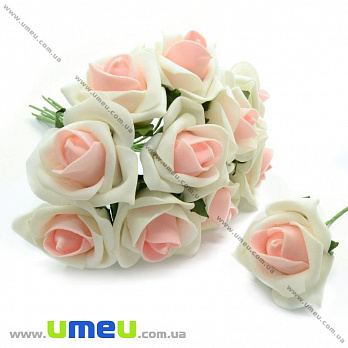 Роза латексная большая, 40 мм, Персиково-кремовая, 1 шт (DIF-015046)