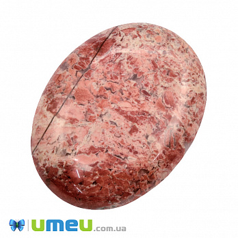 Кабошон нат. камінь Яшма брекчієва, Овал, 40,3 х30,3 мм (KAB-050028)