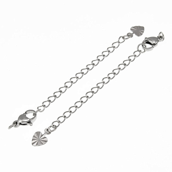 Замок-карабін з нерж. сталі з подовжувачем і кінцевиком, 70 мм, Темне срібло (STL-060890)