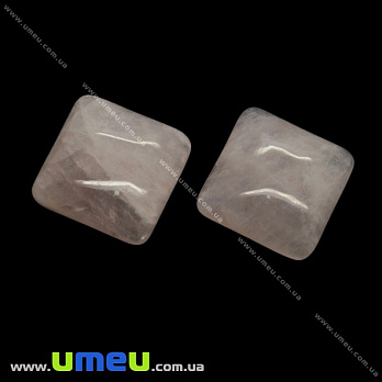 Кабошон нат. камінь Кварц рожевий, Квадратний, 16х16 мм (KAB-012649)