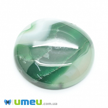 Кабошон нат. камінь Агат зелений, Круглий, 24,8 мм (KAB-050001)