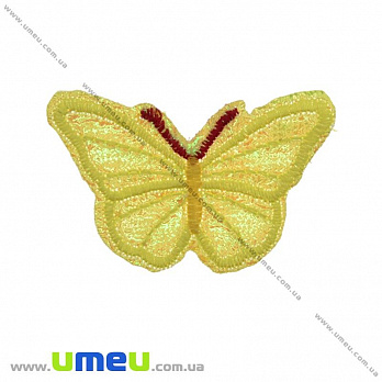 Термоаппликация Бабочка блестящая, 6х4 см, Желтая, 1 шт (APL-022197)