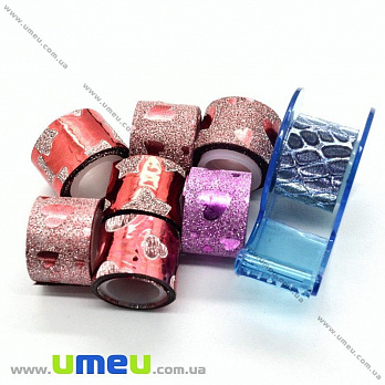 Декоративний скотч гліттерний з дозатором, Мікс, 12 мм (DIF-022569)