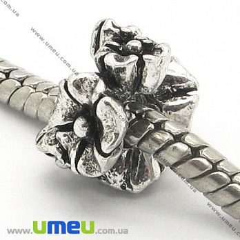 [Архів] Намистина PANDORA мет. Квіти, 11х8 мм, Античне срібло (BUS-006397)