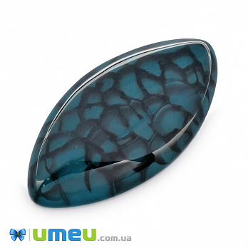 Кабошон нат. камінь Агат Вени Дракона синій, Овал, 39,8 х20,3 мм (KAB-042794)