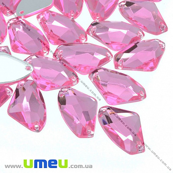 Пришивний кристал пласт. Трикутник гранований, 17х10 мм, Рожевий (KAB-012202)