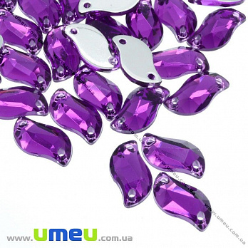 Пришивной кристалл пласт. Волнистый граненый, 12х6 мм, Фиолетовый, 1 шт (KAB-012169)