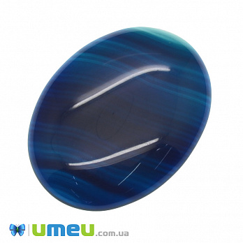 Кабошон нат. камінь Агат синій, Овал, 40х30 мм (KAB-050595)