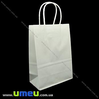 Подарочный пакет из крафт бумаги, 21х15х8 см, Белый, 1 шт (UPK-023605)