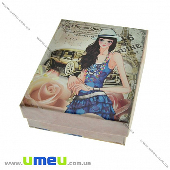 Подарочная коробочка Прямоугольная с рисунком, 9х7х3 см, Розовая, 1 шт (UPK-023164)