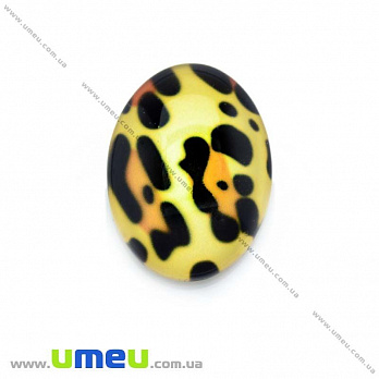 Кабошон скляний з принтом Леопардовий, 18х13 мм, Овал (KAB-013718)