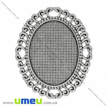 Основа овальна, 57х48 мм, 40х30 мм, Античне срібло (OSN-037161)
