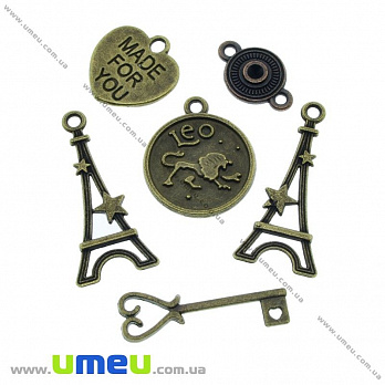 Подвеска металлическая Микс, Античная бронза и медь, 1 набор (POD-000572)