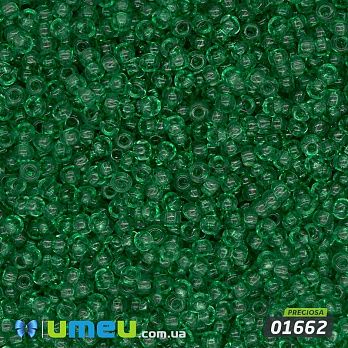 Бісер чеський №156/01662, Зелений, Прозорий, 10/0 (BIS-043754)