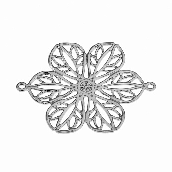[Архів] Конектор металевий ажурний, 26х20 мм, Темне срібло (KON-055463)
