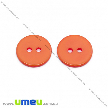 Пуговица пластиковая Круглая, 11 мм, Оранжевая, 1 шт (PUG-017827)