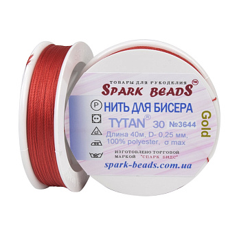 Нить для бисера Титан 30, Красная №3644 GOLD, 40 м (MUL-060047)