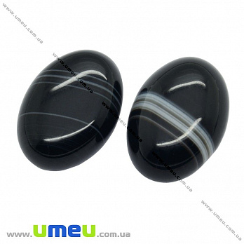 Кабошон нат. камінь Агат чорний, Овал, 18х13 мм (KAB-012627)