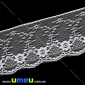 Кружево тонкое Цветы, 85 мм, Белое (LEN-034712)