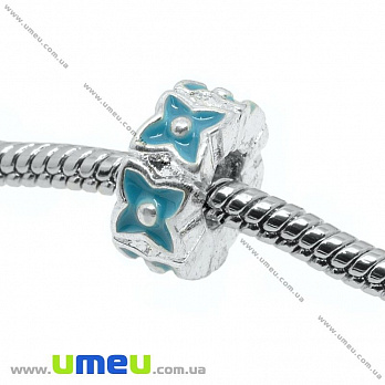 [Архів] Намистина PANDORA мет. Квіти блакитні, 12х5 мм, Світле срібло (BUS-006539)