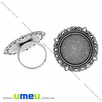 Кольцо под кабошон 20 мм, Античное серебро, 1 шт (OSN-033676)