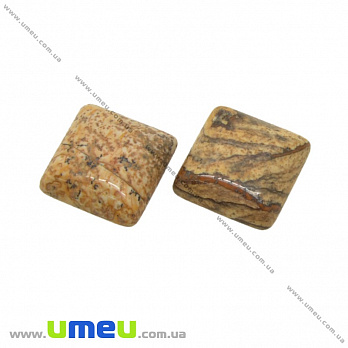 Кабошон нат. камінь Яшма пейзажна, Квадратний, 16х16 мм (KAB-033763)